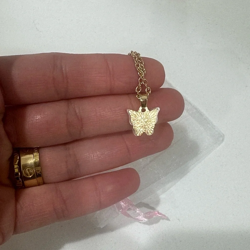 Pink Butterfly Pendant Necklace